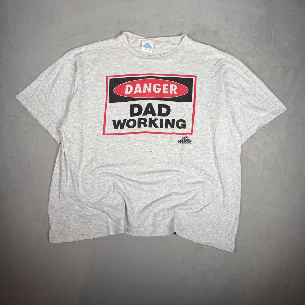 90s Mens Home Improvement Danger Dad Working Promo Graphic T-Shirt XL